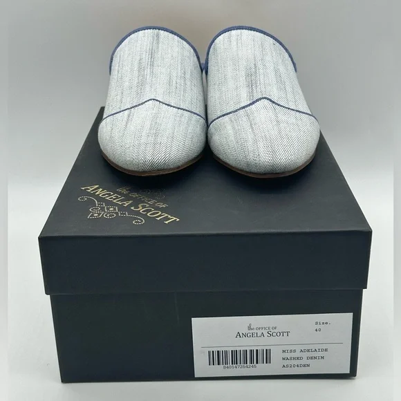 The Office of Angela Scott Miss Adelaide Denim Mules EU 40 US 10 NIB
